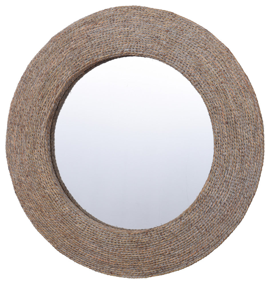 Harper Whitewashed Round Wall Mirror With Rope Detail
