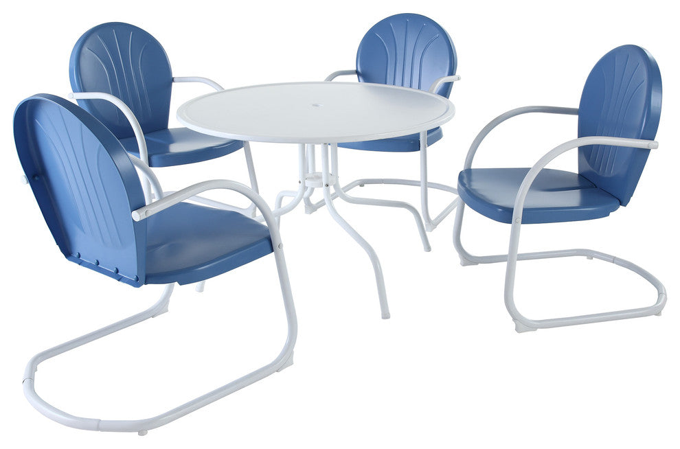 Griffith Metal 40" 5-Piece Outdoor Dining Set, Blue