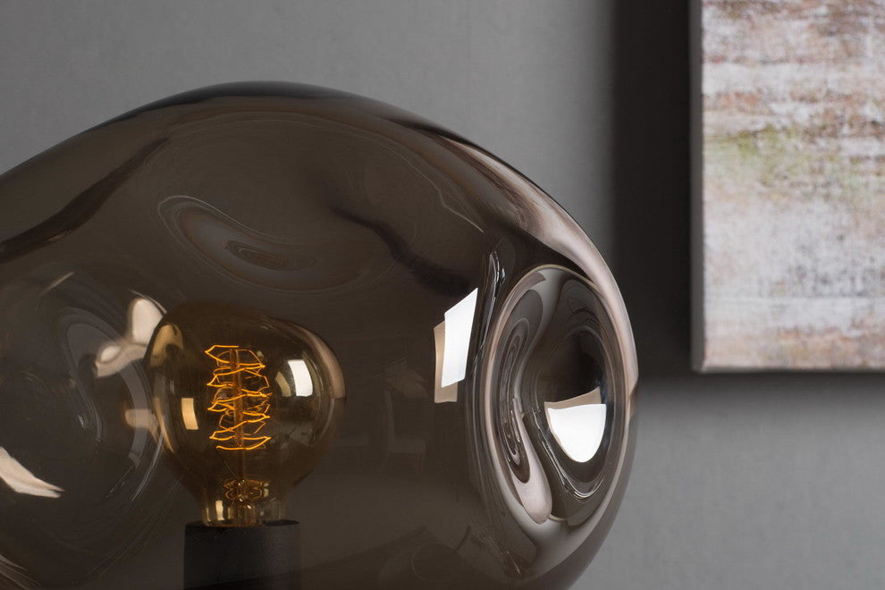 Table Lamp Handblown Glass Organic Contemporary Uplight, Brown