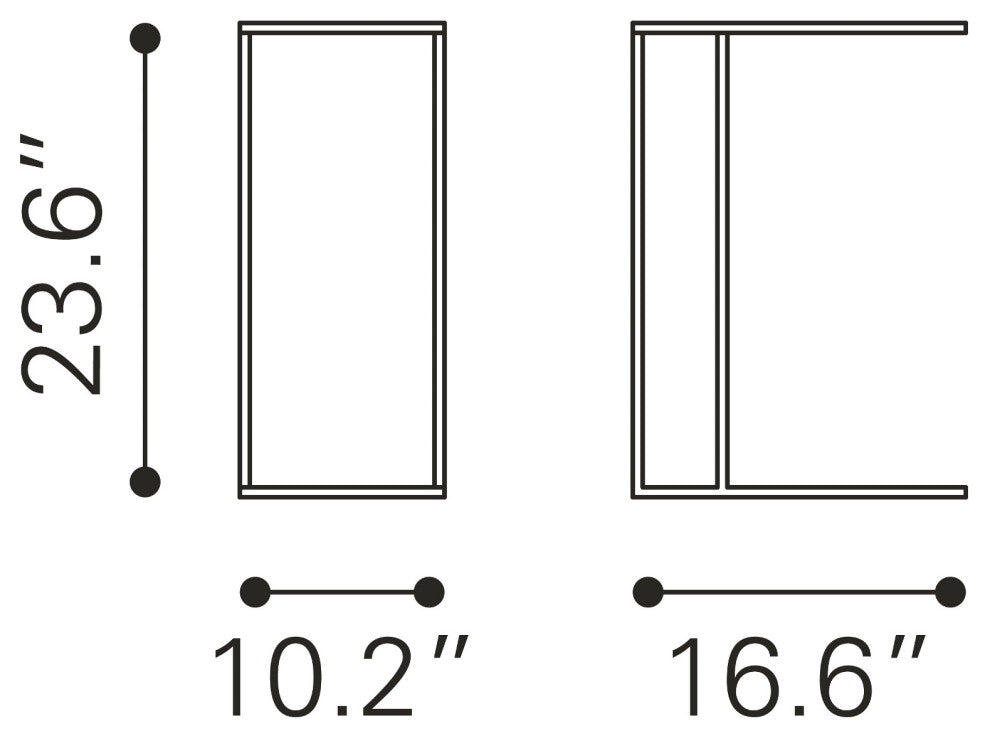Sofa Side Table, Rectangular, Aluminum, Metal, White, Lounge Lobby Hospitality