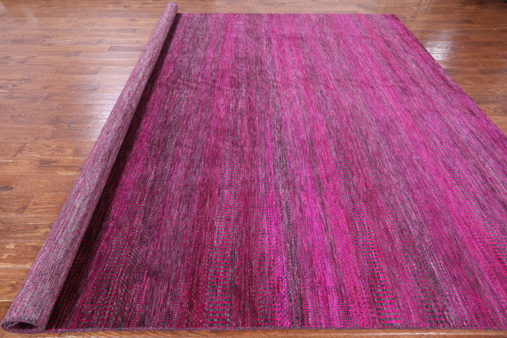 10' Square Hand-Knotted Super Savannah Gabbeh Wool and Silk Rug Q6098