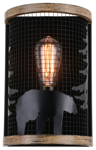 Vaxcel Lighting W0408 Kodiak 12" Tall Wall Sconce - Black / Burnished Teak