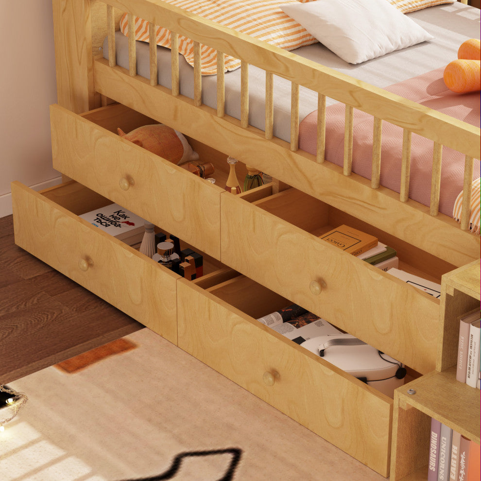 Gewnee Low Loft Bed with LED Lights