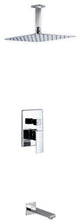 Aqua Piazza Set, 12" Ceiling Mount Square Rain Shower and Tub Filler, Chrome