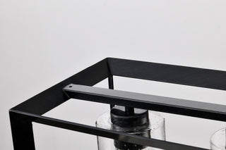 5-Light Antique Black Rectangular Kitchen Island Chandelier With Glass Shades