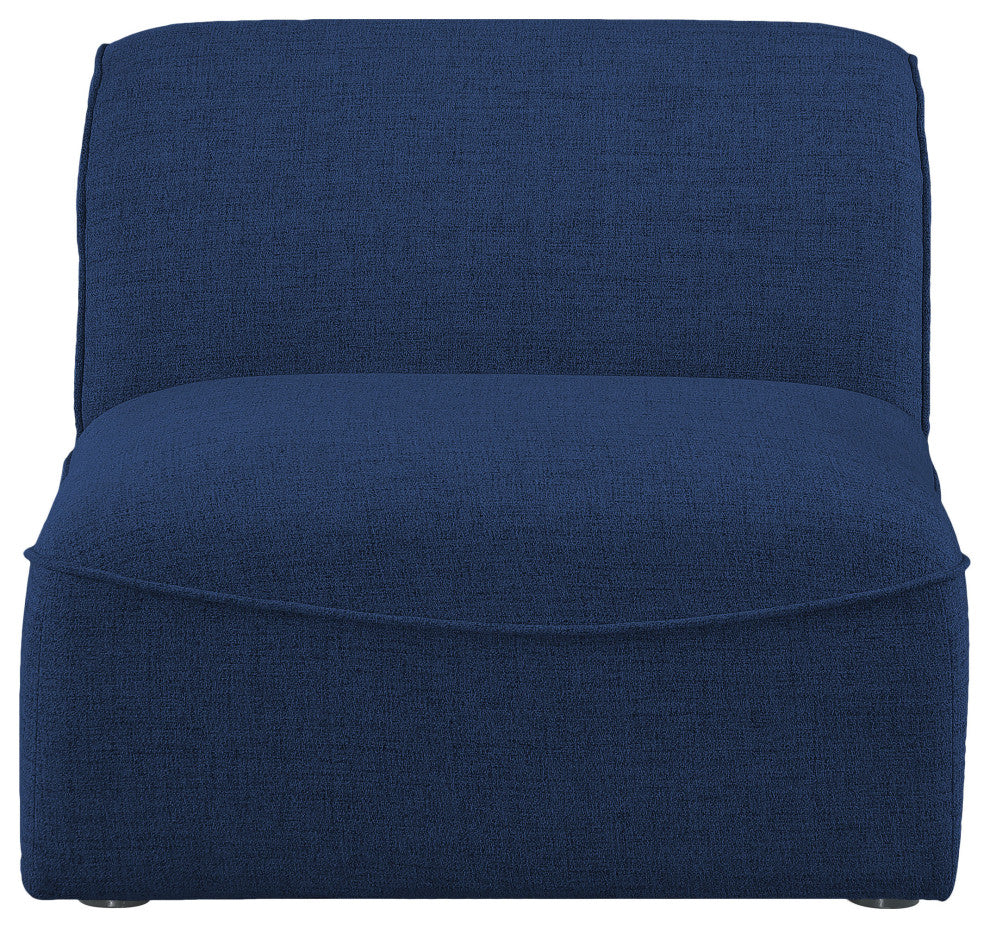 Miramar Linen Textured Fabric Upholstered Armless Chair, Navy