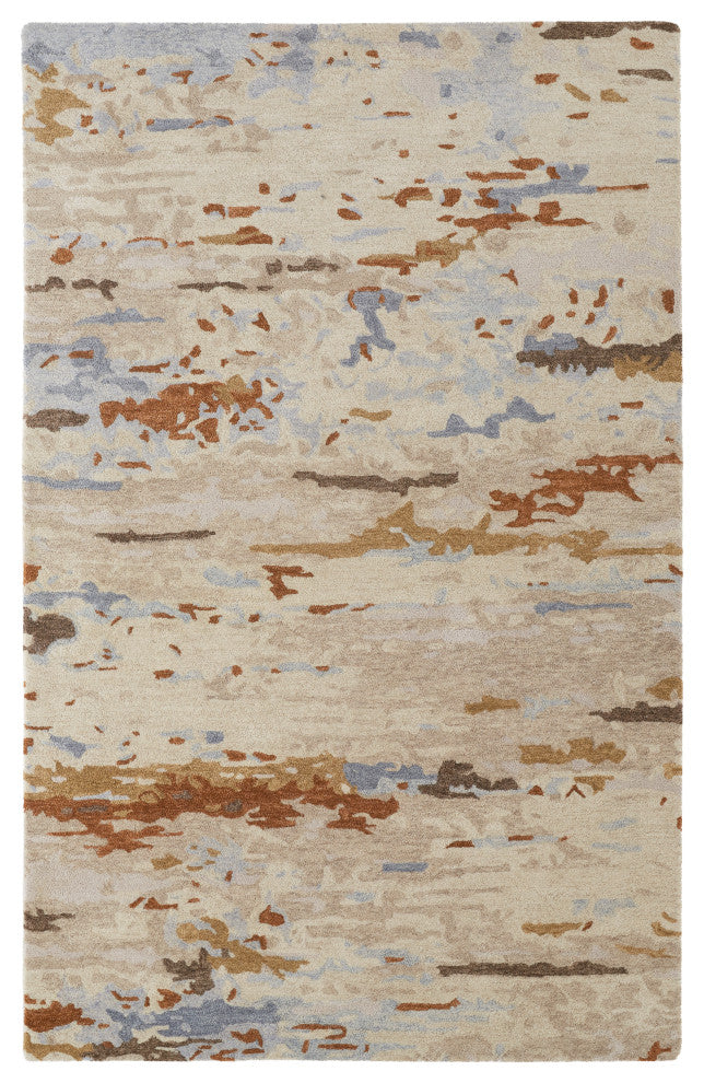 Weave & Wander Everley Wool Rug, Warm Beige/Blue, Rug, Ivory/Multi, 4'x6'