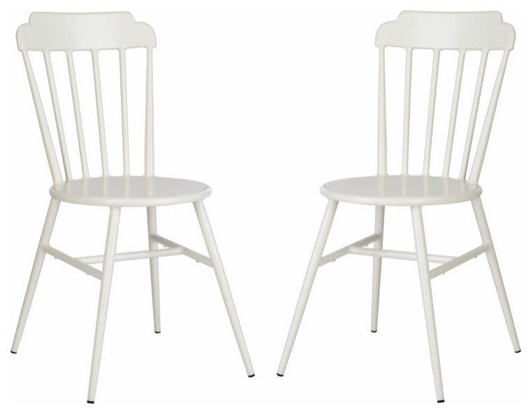 2 Pack Indoor Outdoor Dining Side Chair, Armless Seat & Slat Back, Matte White