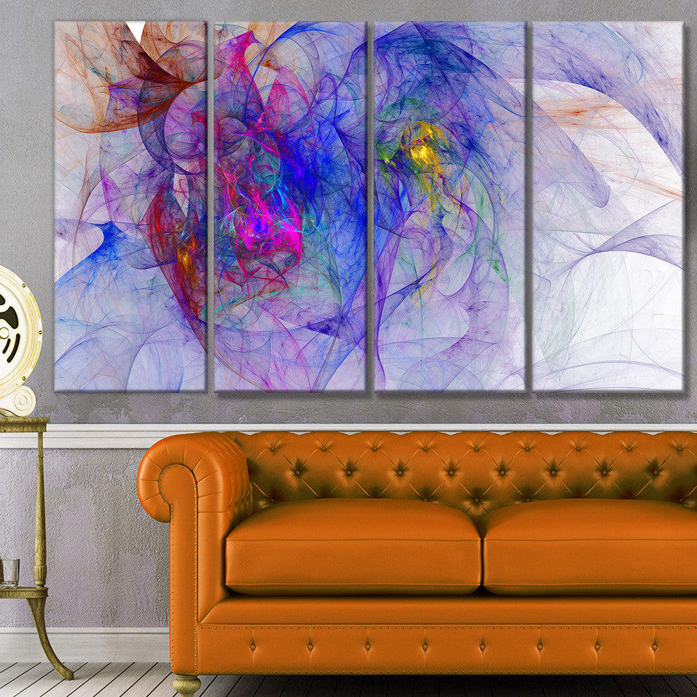Blue Mystic Psychedelic Texture, Abstract Art on Canvas, 48"x28", 4 Panels