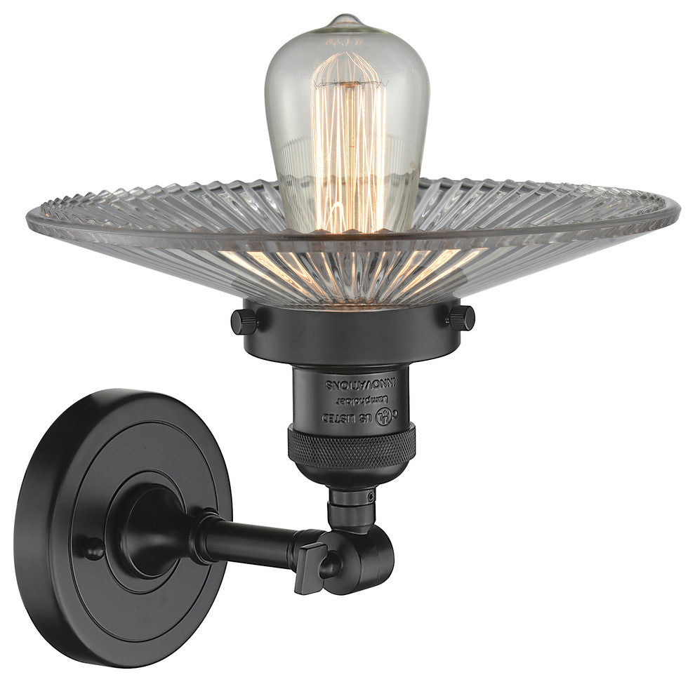 1-Light LED Halophane Sconce, Oil Rubbed Bronze, Clear Halophane