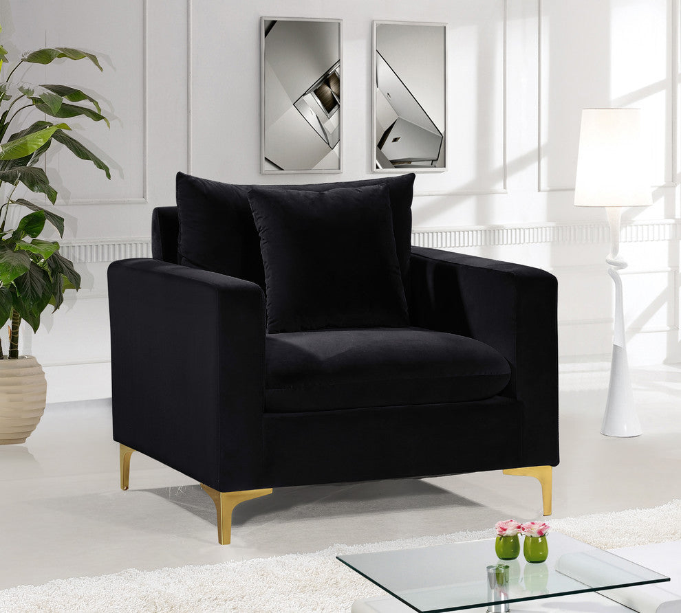 Naomi Velvet Upholstered Chair, Black