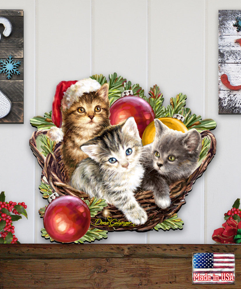 Christmas Kittens Wall and Door Hanger by Dona Gelsinger