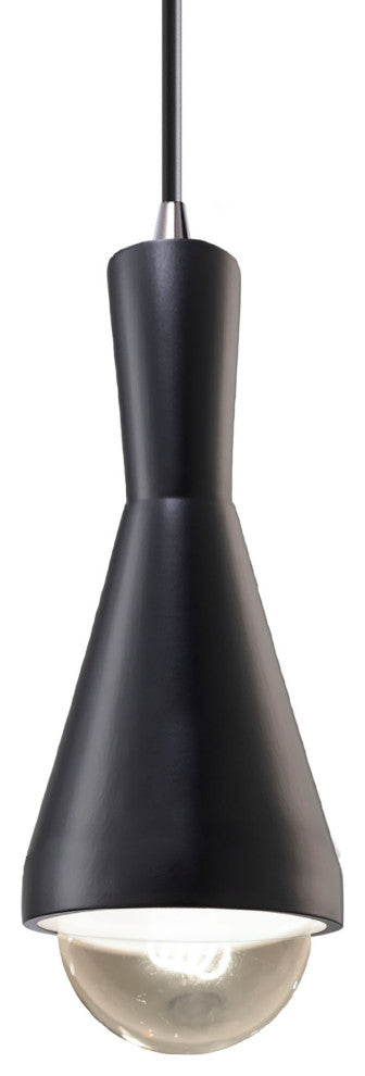 Erlen Pendant, Carbon Matte Black, Polished Chrome, Black Cord, Incandescent