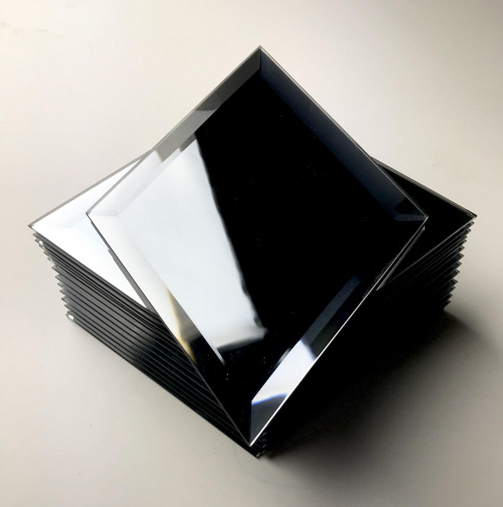 Reflections 6 in x 8 in Beveled Glass Mirror Diamond Tile in Glossy Blue