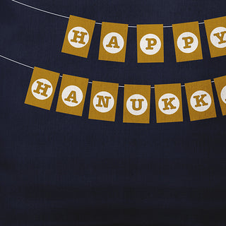 Navy Colored Banner Day Hanukkah Polyester Throw Pillow, 18"x18"