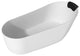 59in White Solid Surface Freestanding Soaking Bathtub with Drain, 59in