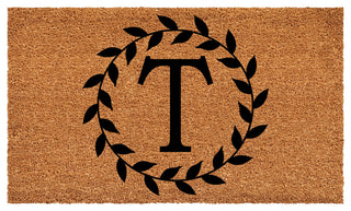 Calloway Mills Laurel Wreath Doormat, Letter T