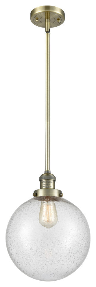 X-Large Beacon 1-Light Mini Pendant, Antique Brass, Seedy