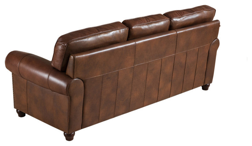 Barbara Leather Craft Sofa, Brown