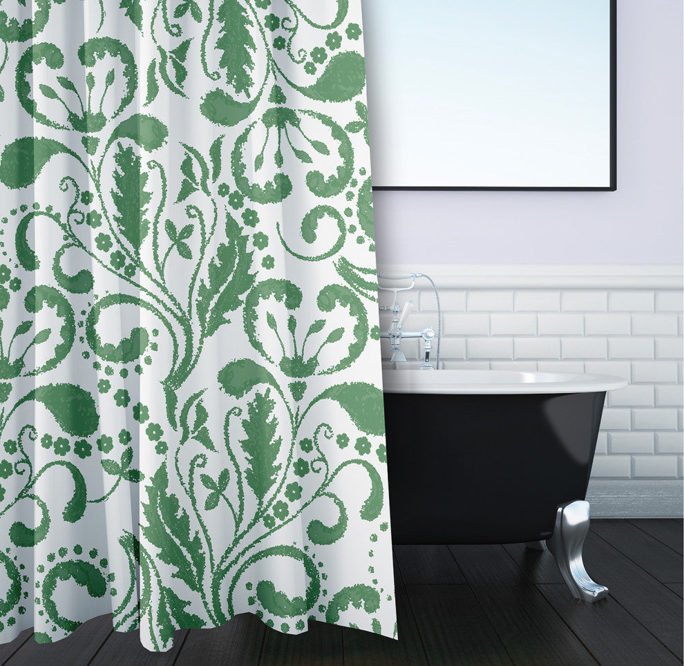 70"Wx73"L Aurora Shower Curtain, Green