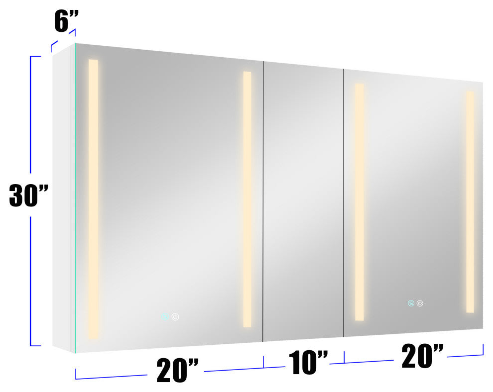50" Aluminum Surface Mount Medicine Cabinet with Three Doors and Mirror