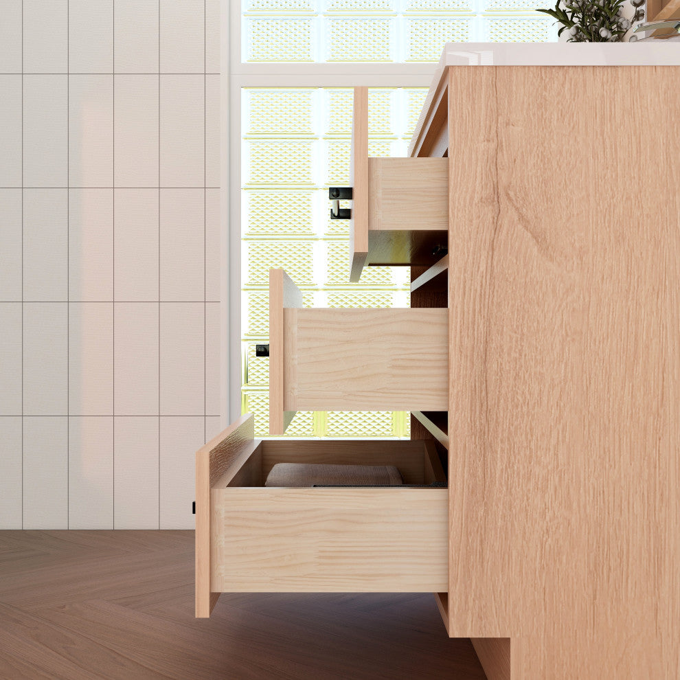 Victoria 30" Solid Wood Bath Vanity, Red Oak