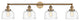Large Bell 4 Light Bath Vanity Light, Brushed Brass, Clear Deco Swirl
