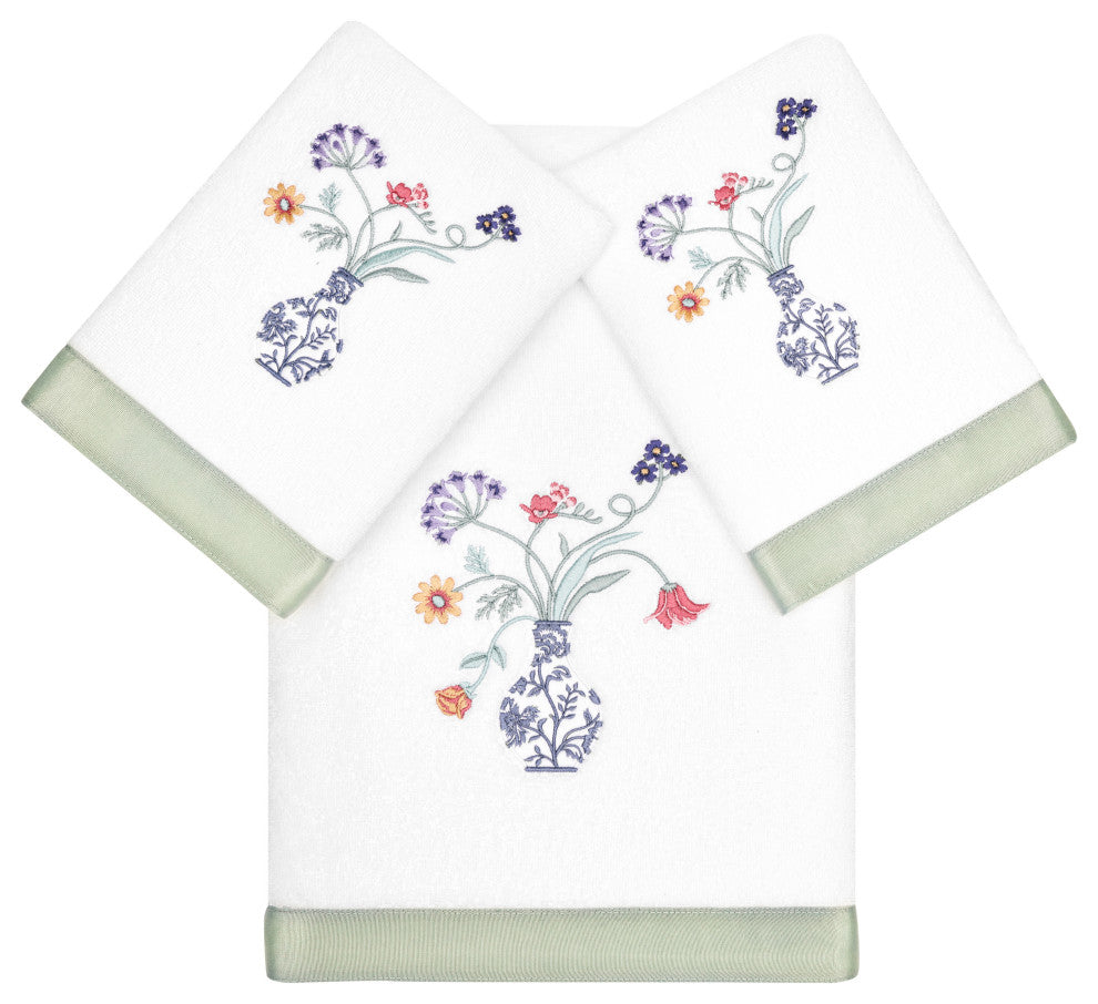 Linum Home Textiles 100% Turkish Cotton STELLA 3PC Embellished Towel Set