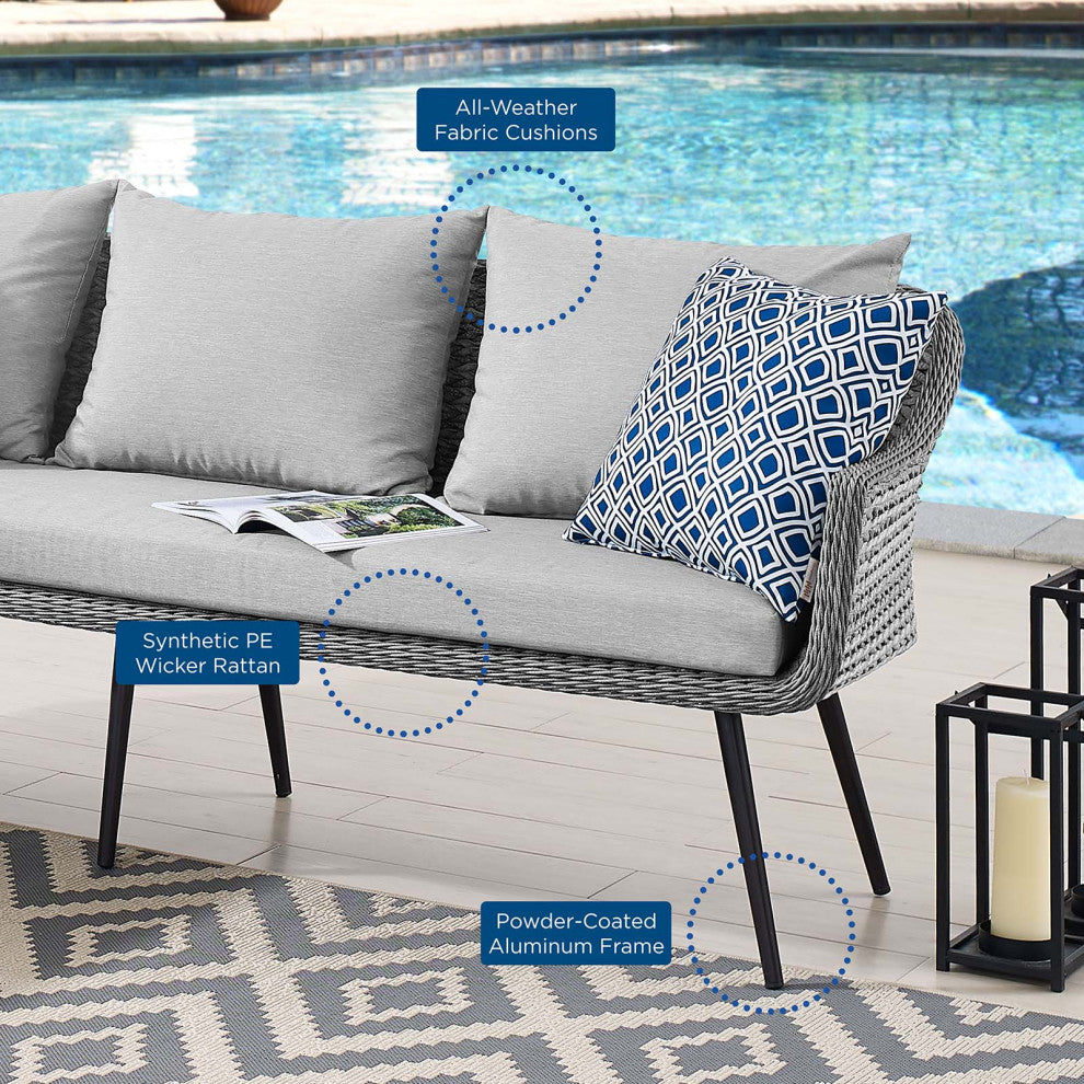 Endeavor Outdoor Patio Wicker Rattan Sectional Sofa Gray Gray
