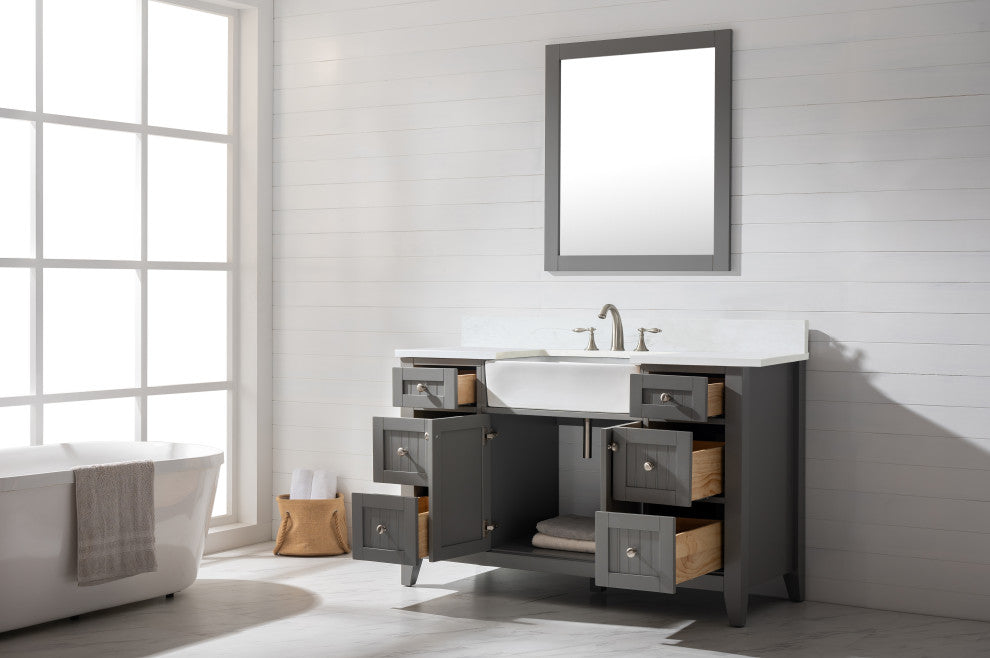 The Alpine Bathroom Vanity, Gray, 54", Single Sink, Freestanding