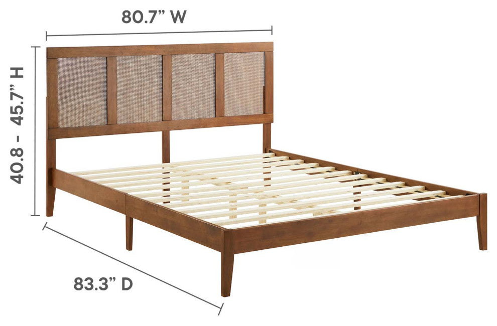 Sirocco Rattan and Wood King Platform Bed, Walnut