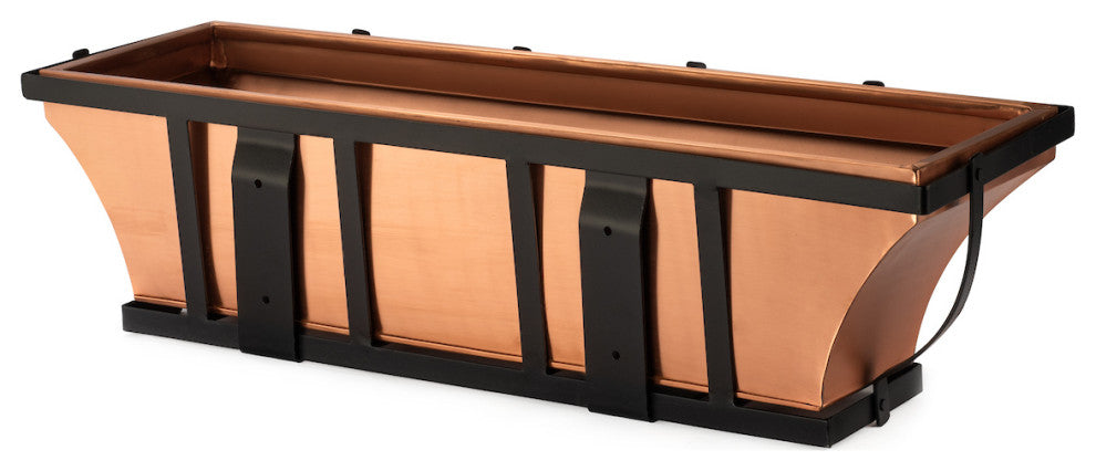 H Potter Copper Window Box Outdoor Decor, 30"