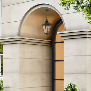 3 Light Bronze Outdoor Large Pendant Lantern, Antique Brass