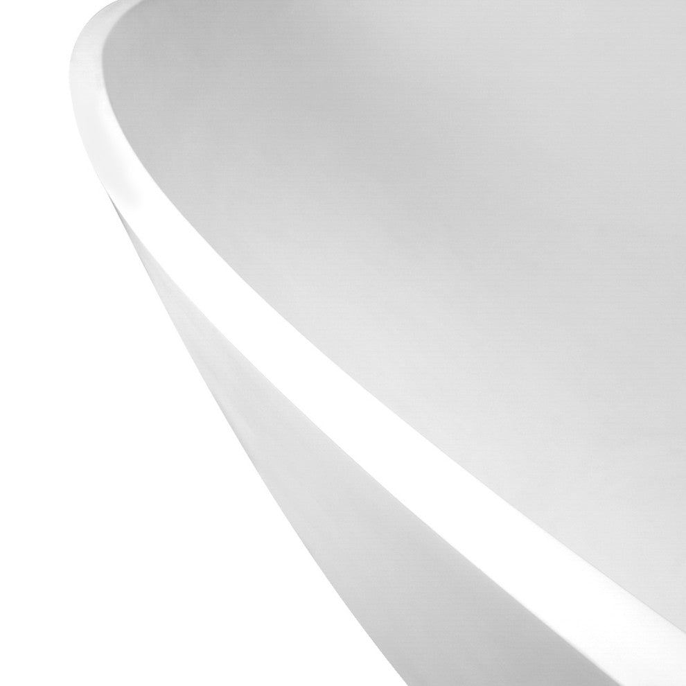 70 in. W Solid Surface Freestanding Flatbottom Soaking Bathtub in Matte White
