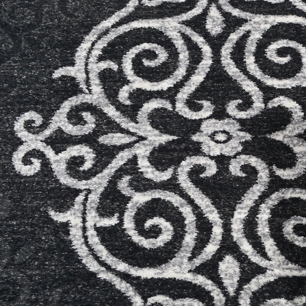 MACHINE MADE HEATSET POLYPROPYLENE AREA RUGS -Silver Blue,Contemporary Design, [Runner] 3'2''x10'