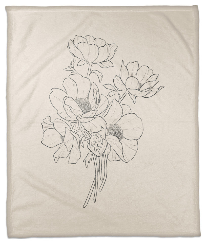 Simple Poppy II 50"x60" Coral Fleece Blanket