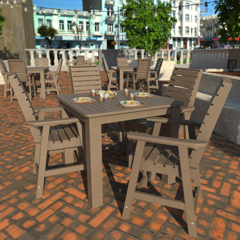 Glennville 5-Piece Square Counter Dining Set, Weathered Acorn, Woodland Brown