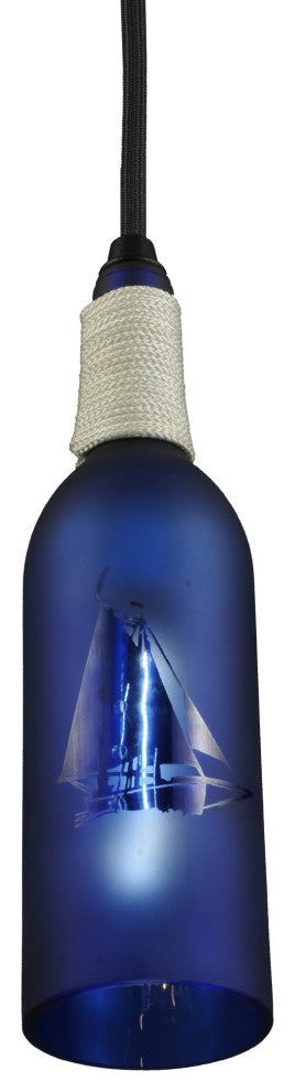 3W Coastal Collection Sailboat Wine Bottle Mini Pendant
