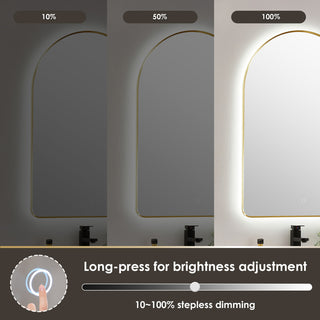 Starlit Domed Bathroom/Vanity LED Wall Mirror, Brushed Gold, 24"