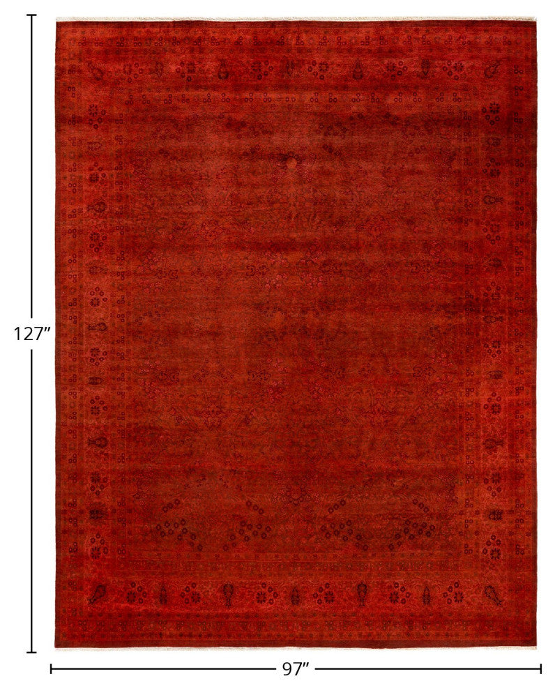 Fine Vibrance, One-of-a-Kind Hand-Knotted Area Rug Orange, 8'1"x10'7"