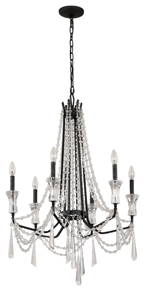 Varaluz 270C06 Barcelona 6 Light 27"W Crystal Chandelier - Transcend Silver