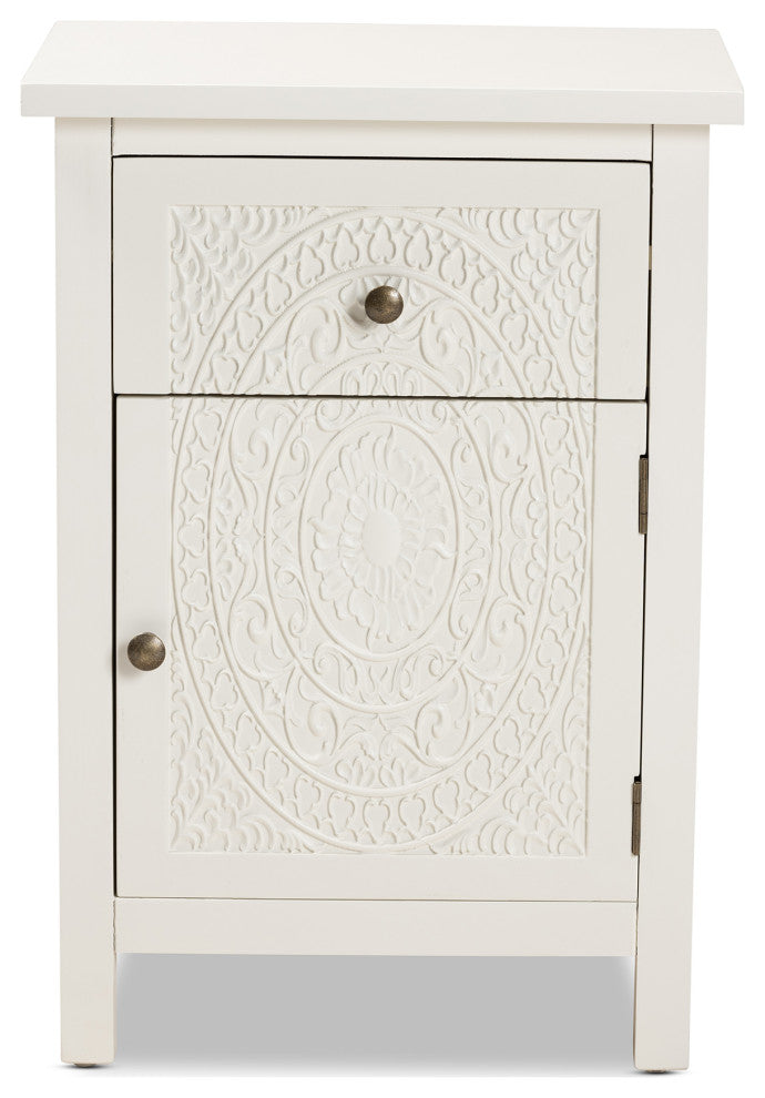 Lambert Classic and Traditional White Finished Wood 1-Drawer Nightstand