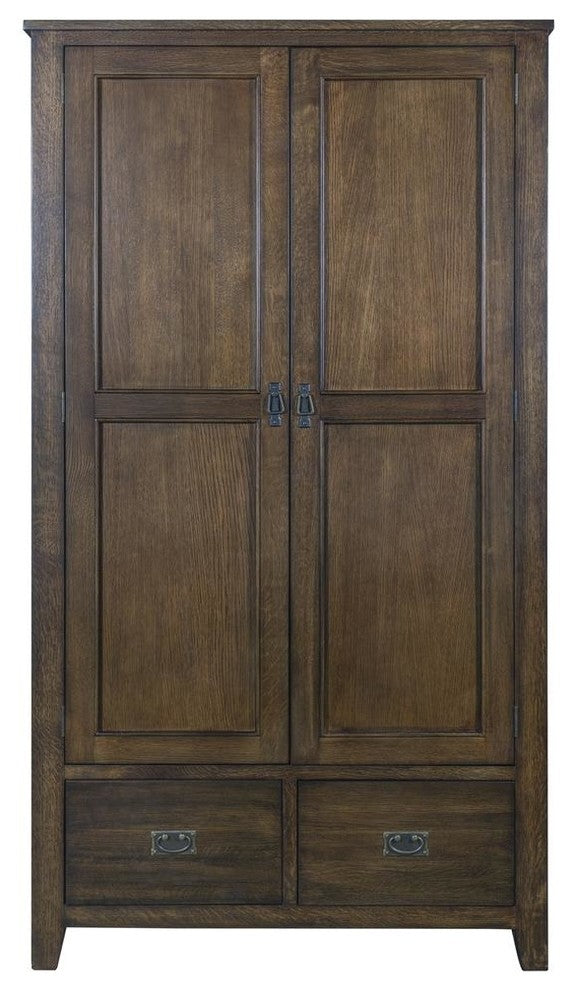 Mission Quarter Sawn Oak 2 Door, 2-Drawer Armoire, Walnut