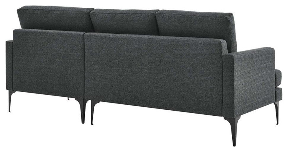 Modway Evermore Right-Facing Metal and Upholstered Fabric Sectional Sofa - Gray