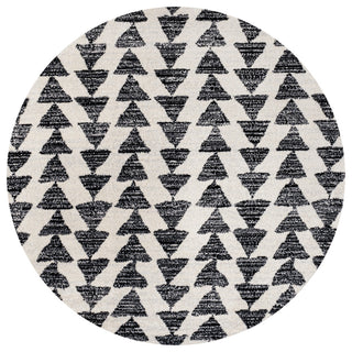 Aisha Moroccan Triangle Geometric Cream/Black 9' Round Area Rug