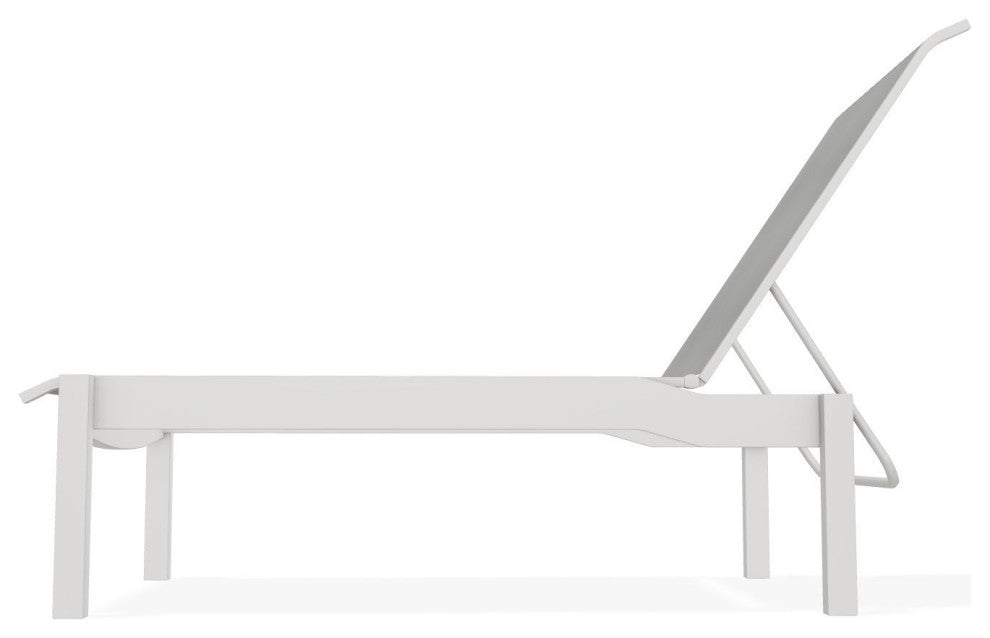 Leeward Sling Stackable Outdoor Chaise Lounge, Alloy/Snow