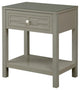Dylan Taupe Engineered Wood End Side Table Nightstand with Glass Top and Drawer