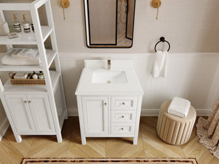 Nashville 30" Single Sink Bath Vanity, White 1.5" White Quartz