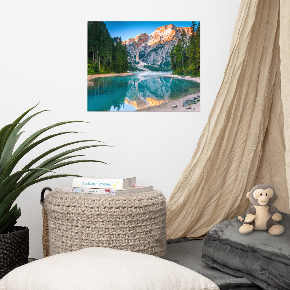 Misty Lake and Snow-cap Mountain Reflections Unframed Wall Art Prints, 16" X 20"