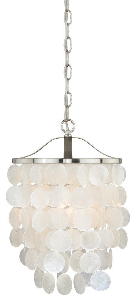 Elsa Capiz Shell 10.5" Pendant Satin Nickel